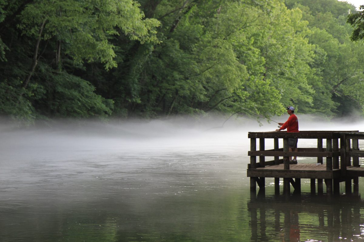 fishing off a dock